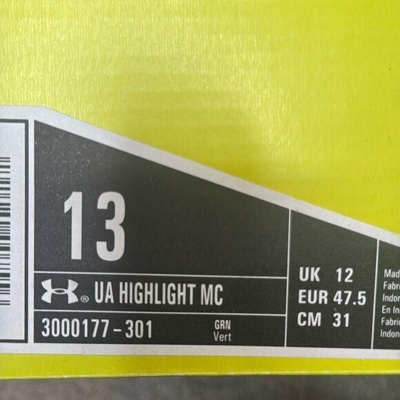 Men’s Under Armour Highlight MC Green Football Cleats Size 13 3000177-103 NEW - Picture 11 of 12